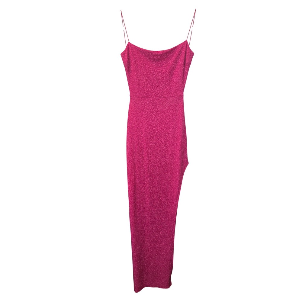 Y2K Windsor Dress Gown Fuscia Pink Bodycon Shimmer Formal Prom‎ Open Back Medium